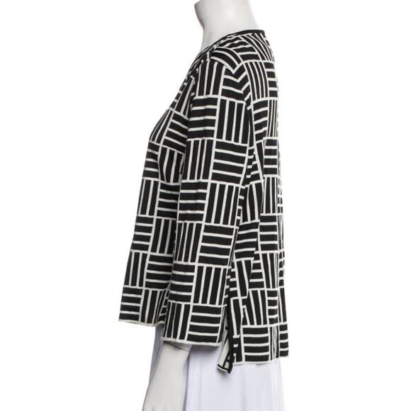 St. John Knits Modern Black & White Woven Graphic Knit Jacket Blazer Sz 8 EUC - Picture 2 of 3